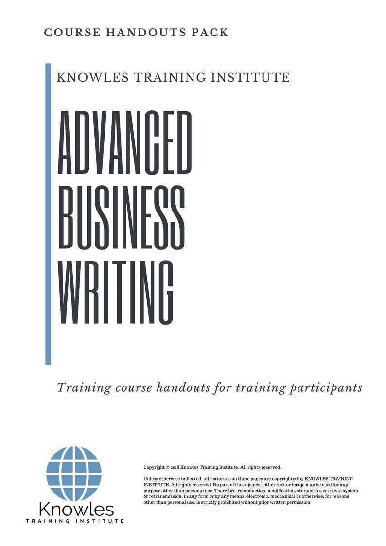 Advanced Business Writing Training Course in United-Kingdom Handouts