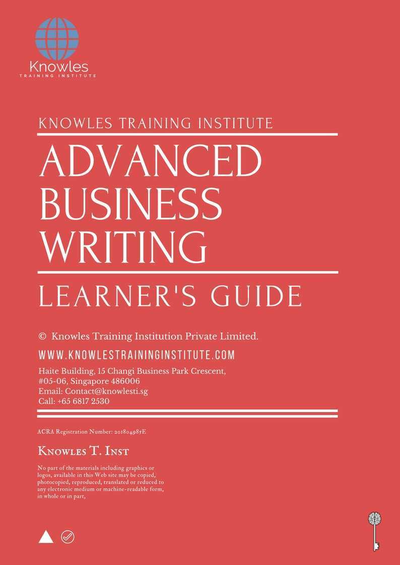 Advanced Business Writing Training Course in United-Kingdom Learner_s Guide
