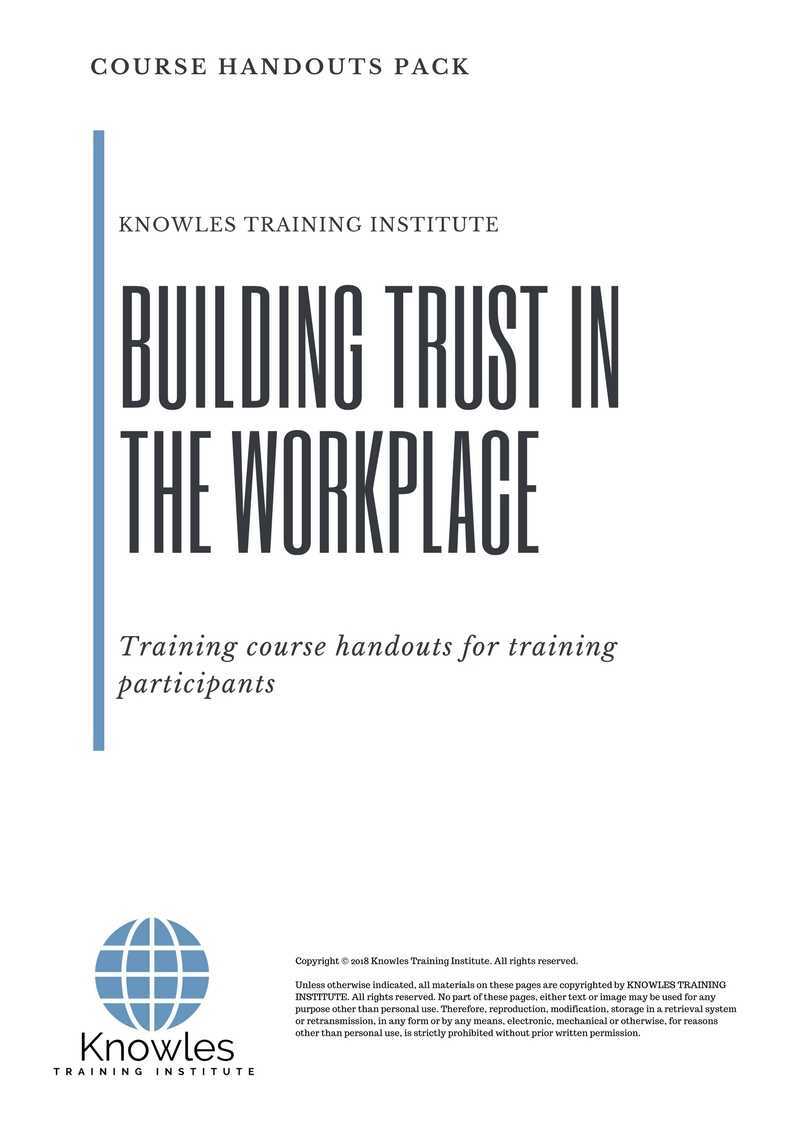 Building Trust In The Workplace Training Course in United-Kingdom Handouts