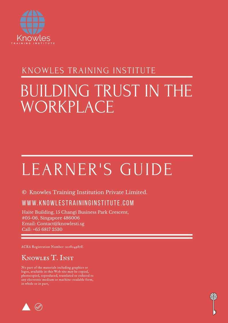 Building Trust In The Workplace Training Course in United-Kingdom Learner_s Guide