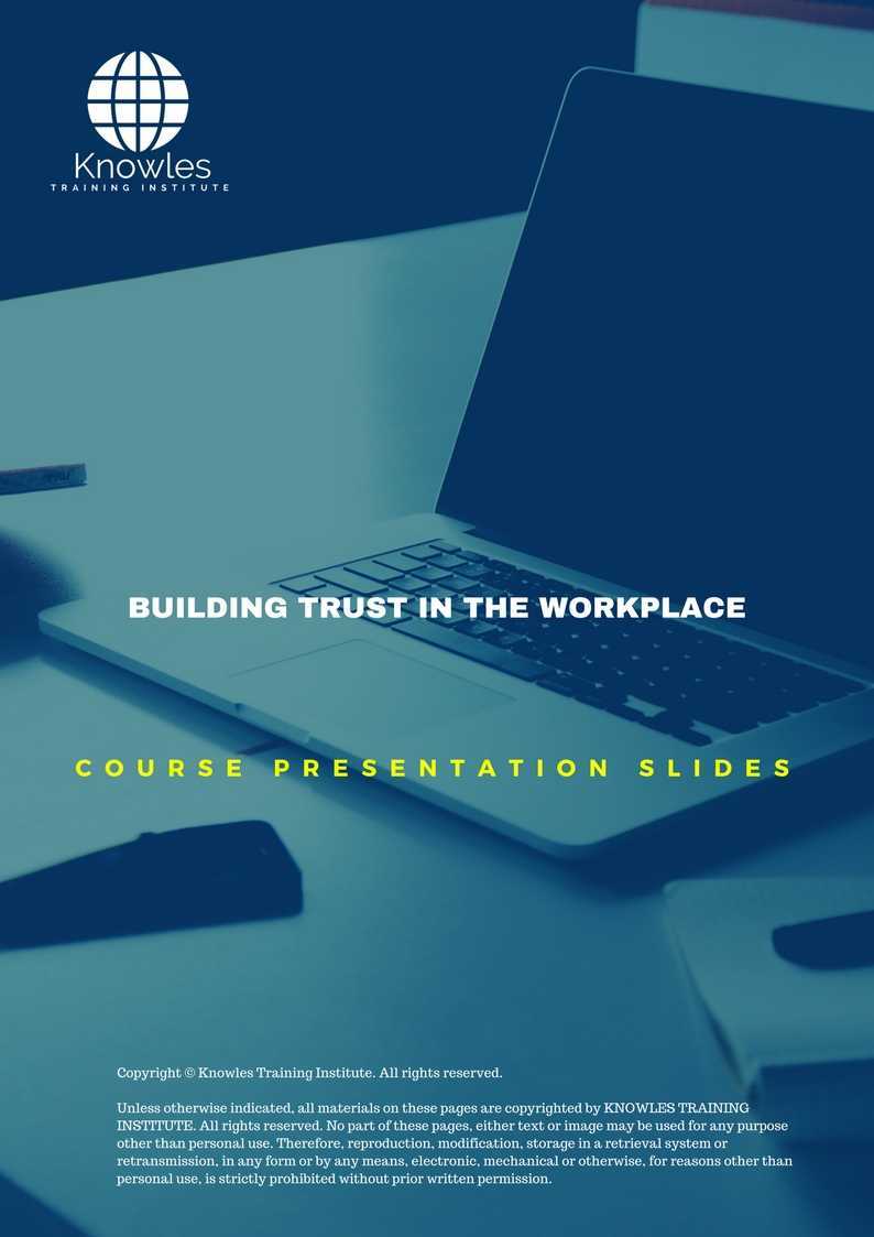 Building Trust In The Workplace Training Course in United-Kingdom Presentation Slides