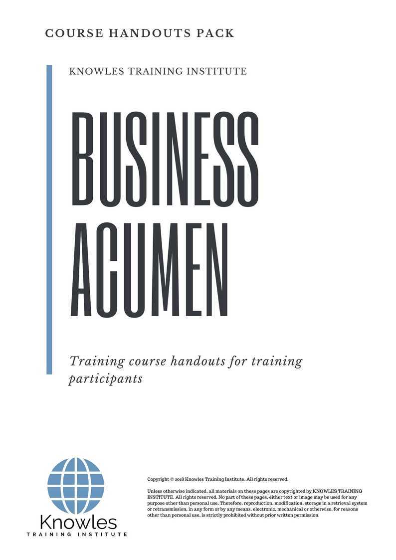 Business Acumen Training Course in United-Kingdom Handouts