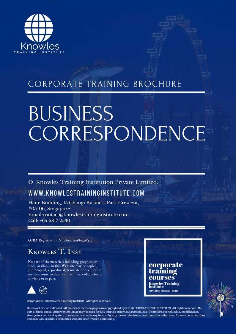 Business Correspondence Training Course in United-Kingdom Brochure