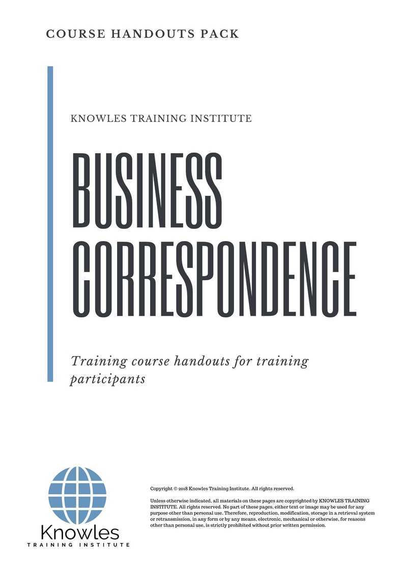 Business Correspondence Training Course in United-Kingdom Handouts