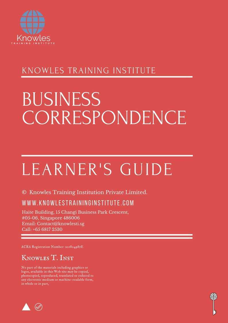 Business Correspondence Training Course in United-Kingdom Learner_s Guide