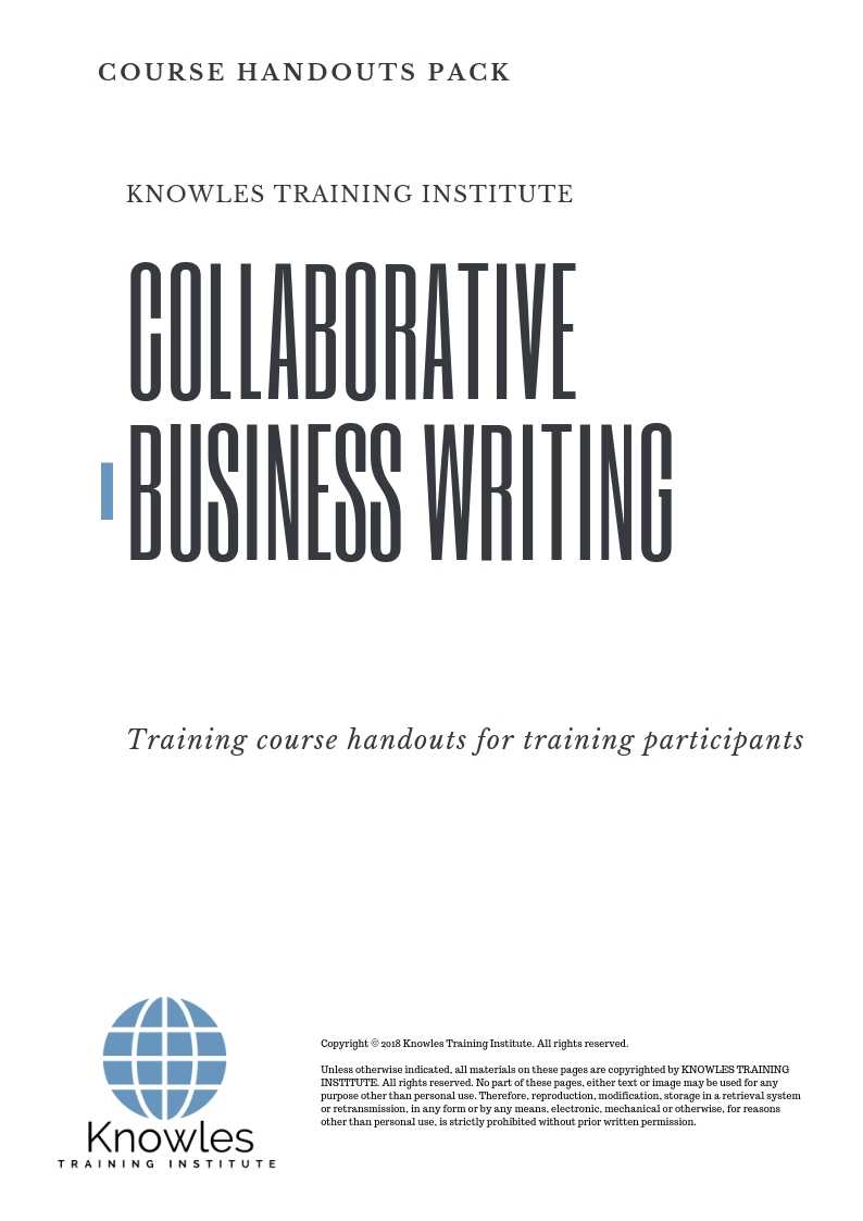 Collaborative Business Writing Course in United-Kingdom Handouts