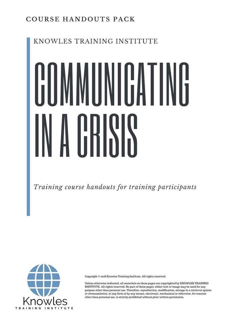 Communicating In A Crisis Training Course in United-Kingdom Handouts