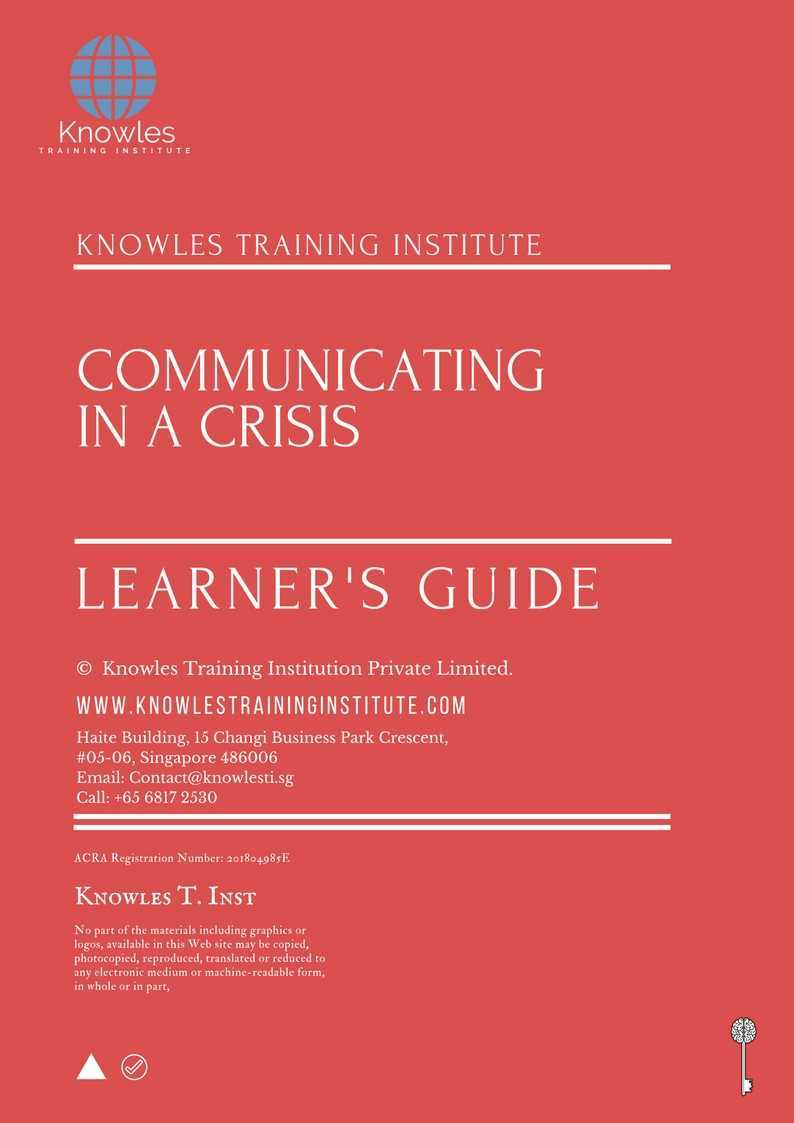 Communicating In A Crisis Training Course in United-Kingdom Learner_s Guide