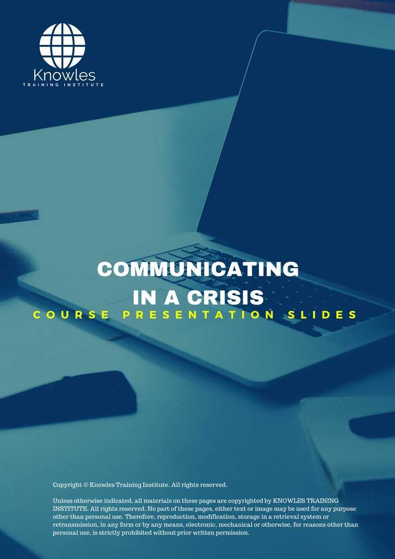 Communicating In A Crisis Training Course in United-Kingdom Presentation Slides