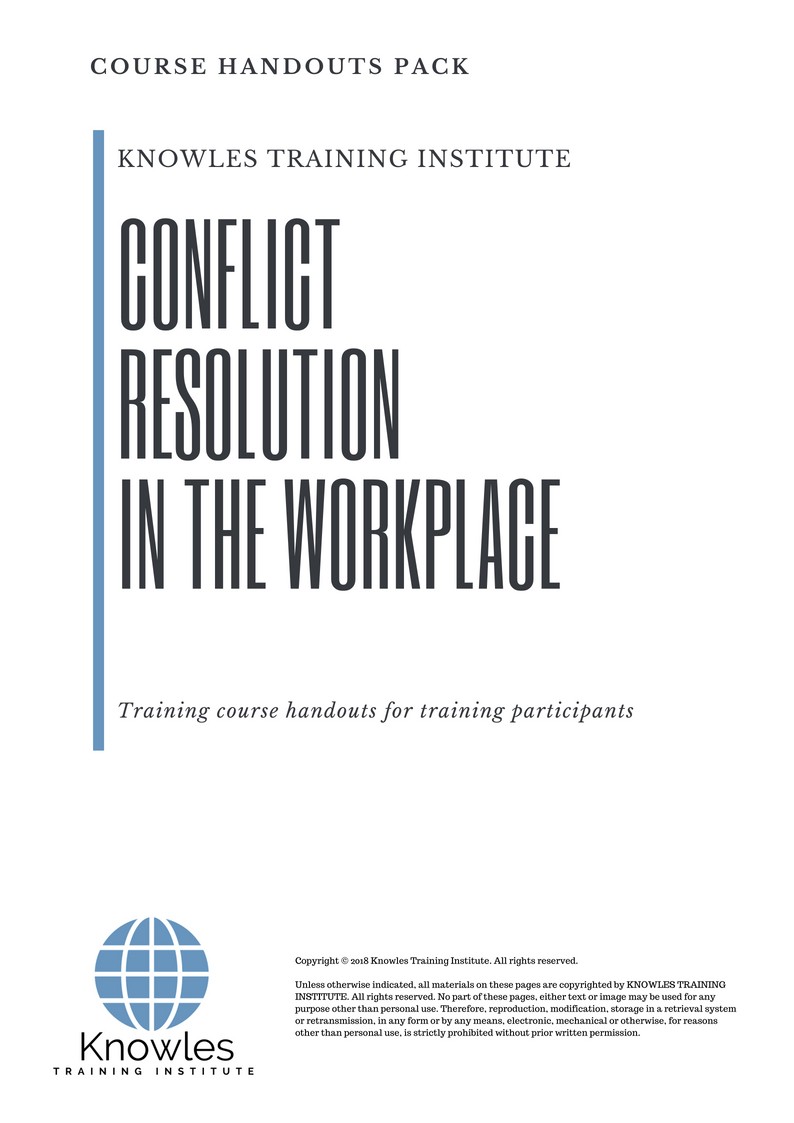 Conflict Resolution In The Workplace Course in United-Kingdom Handouts