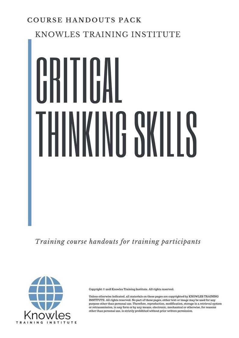 Critical Thinking Skills Training Course in United-Kingdom Handouts