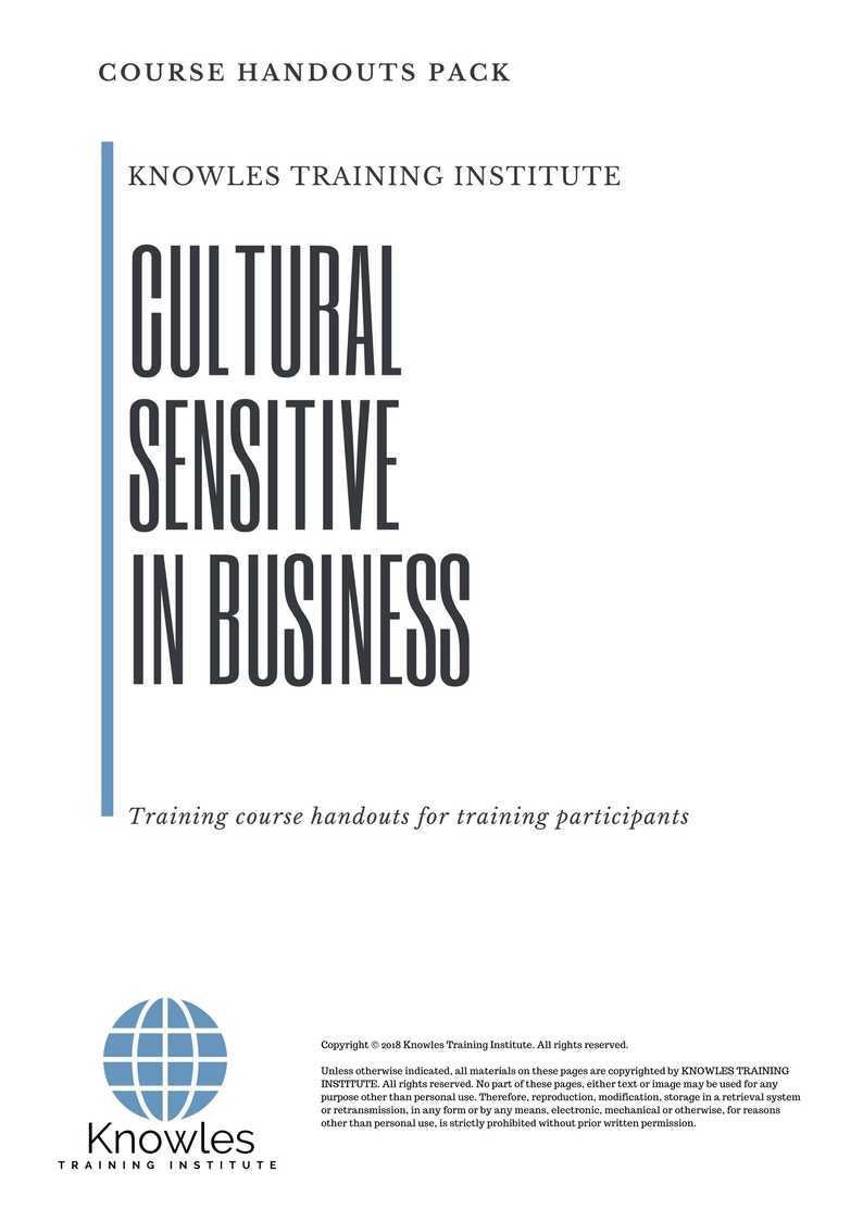 Cultural Sensitive In Business Training Course in United-Kingdom Handouts