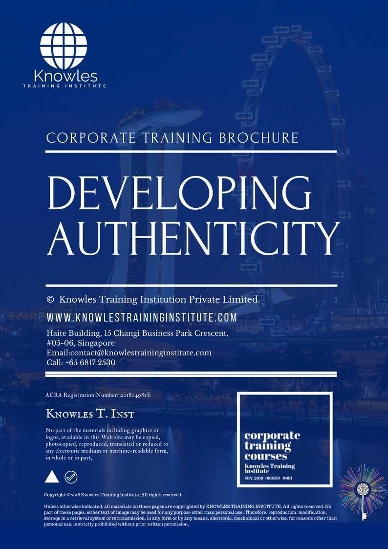Developing Authnticity Training Course in United-Kingdom Brochure