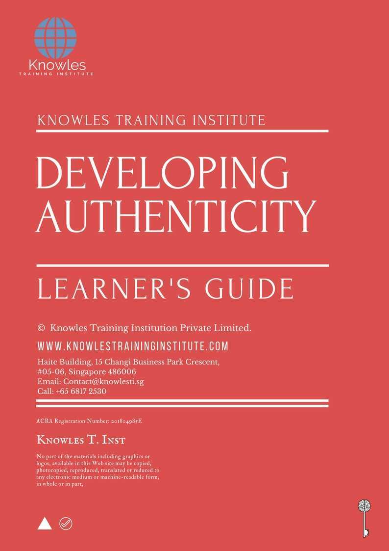 Developing Authnticity Training Course in United-Kingdom Learner_s Guide
