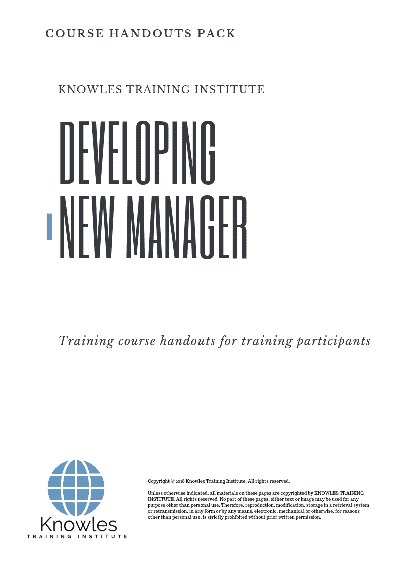 Developing New Manager Training Course in United-Kingdom Handouts