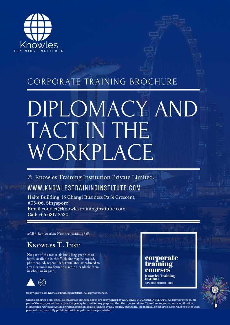 Diplomacy and Tact In The Workplace Training Course in United-Kingdom Brochure