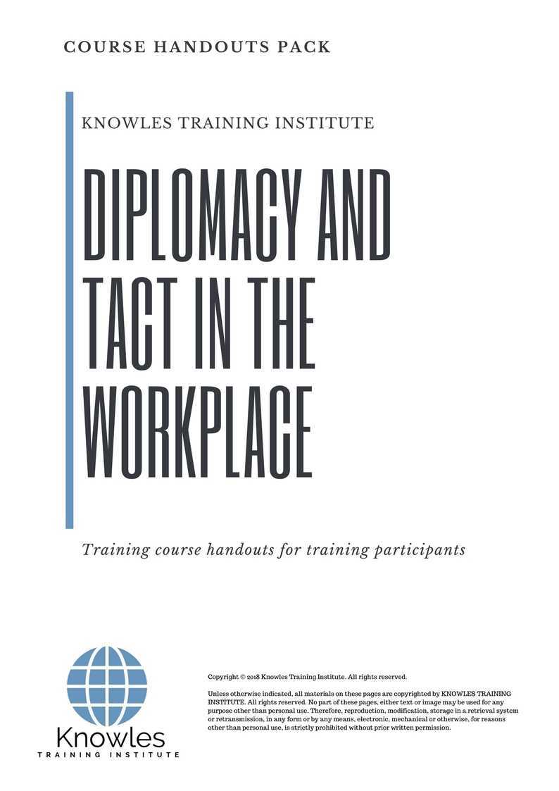Diplomacy and Tact In The Workplace Training Course in United-Kingdom Handouts
