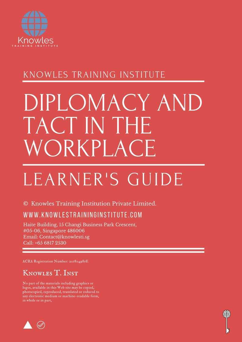 Diplomacy and Tact In The Workplace Training Course in United-Kingdom Learner_s Guide