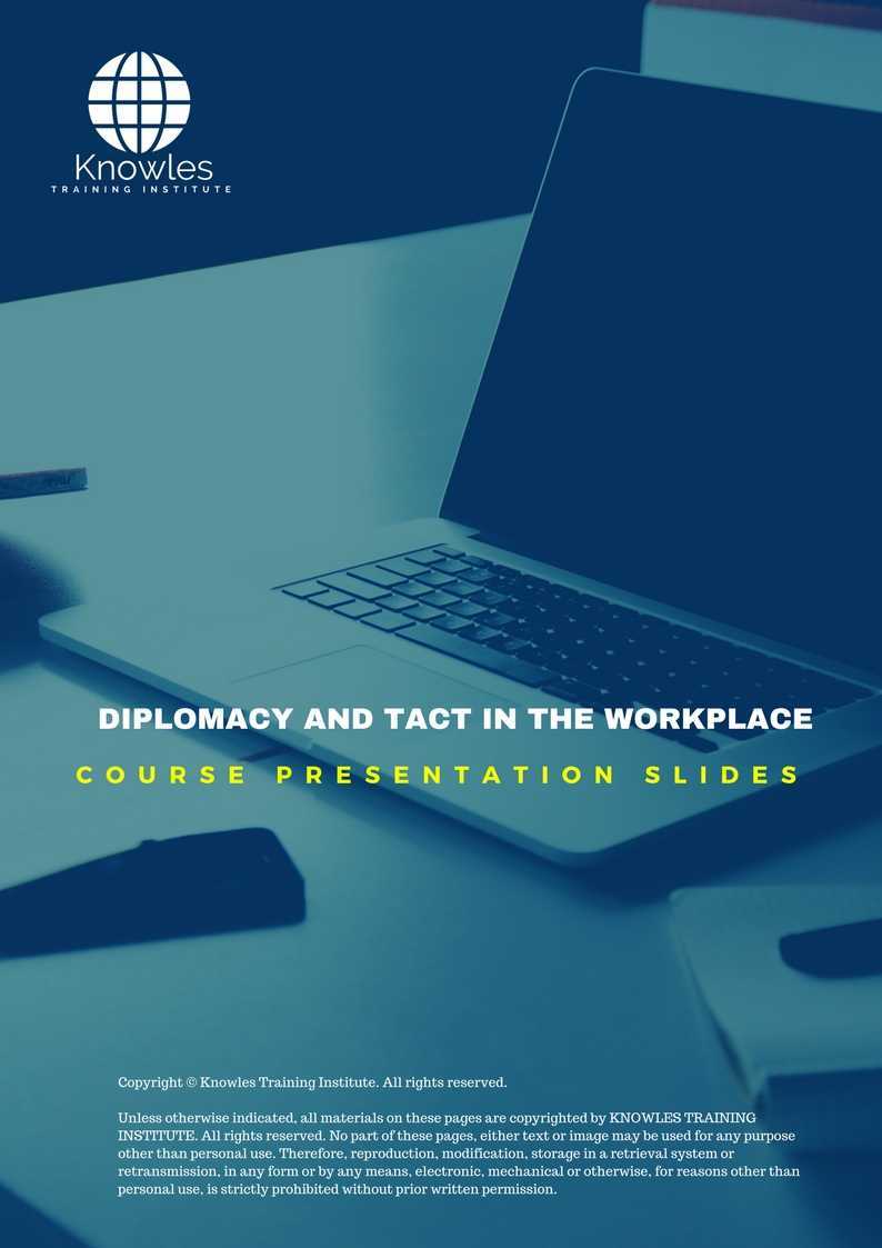 Diplomacy and Tact In The Workplace Training Course in United-Kingdom Presentation Slides