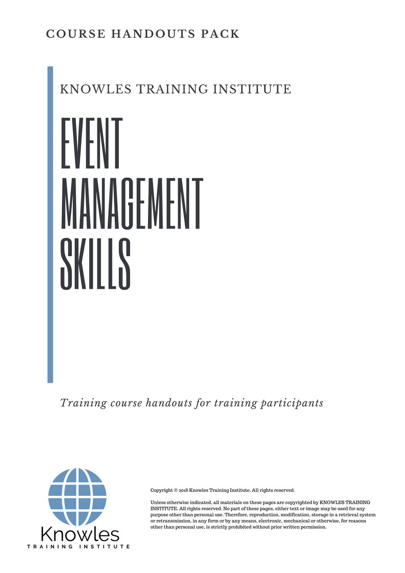 Event Management Skills Course in United-Kingdom Handouts
