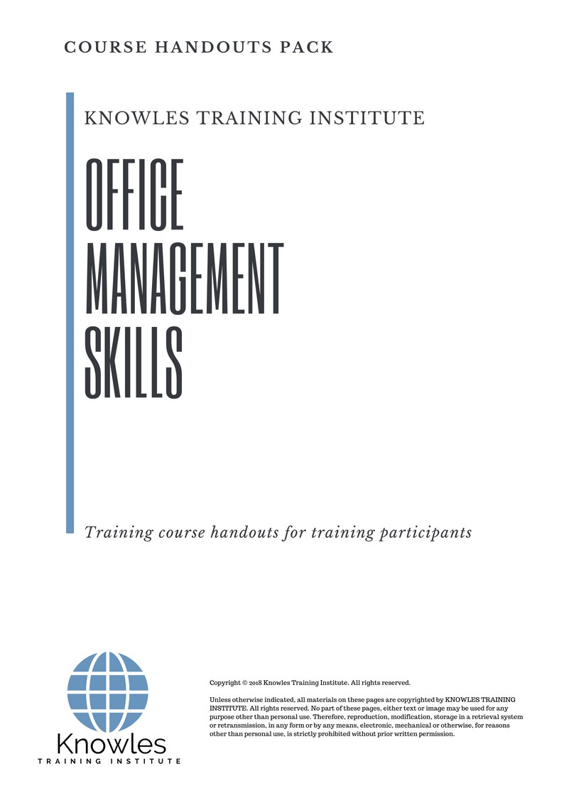 For Office Management Skills Training Course in United-Kingdom Handouts