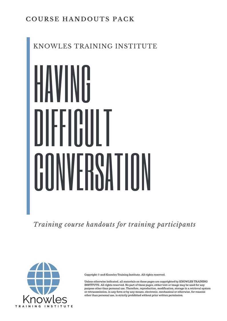 Having Difficult Conversation Training Course in United-Kingdom Handouts