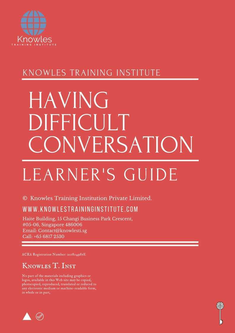 Having Difficult Conversation Training Course in United-Kingdom Learner_s Guide