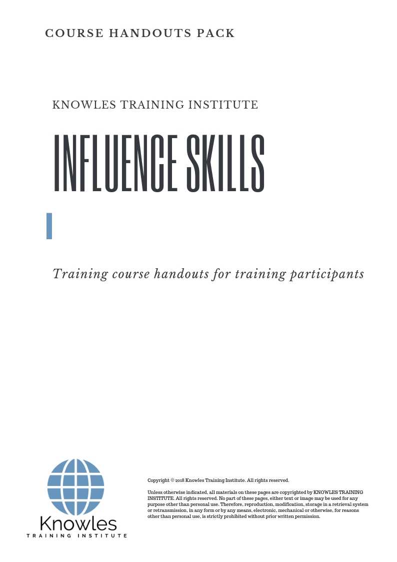 Influence Skills Course in United-Kingdom Handouts