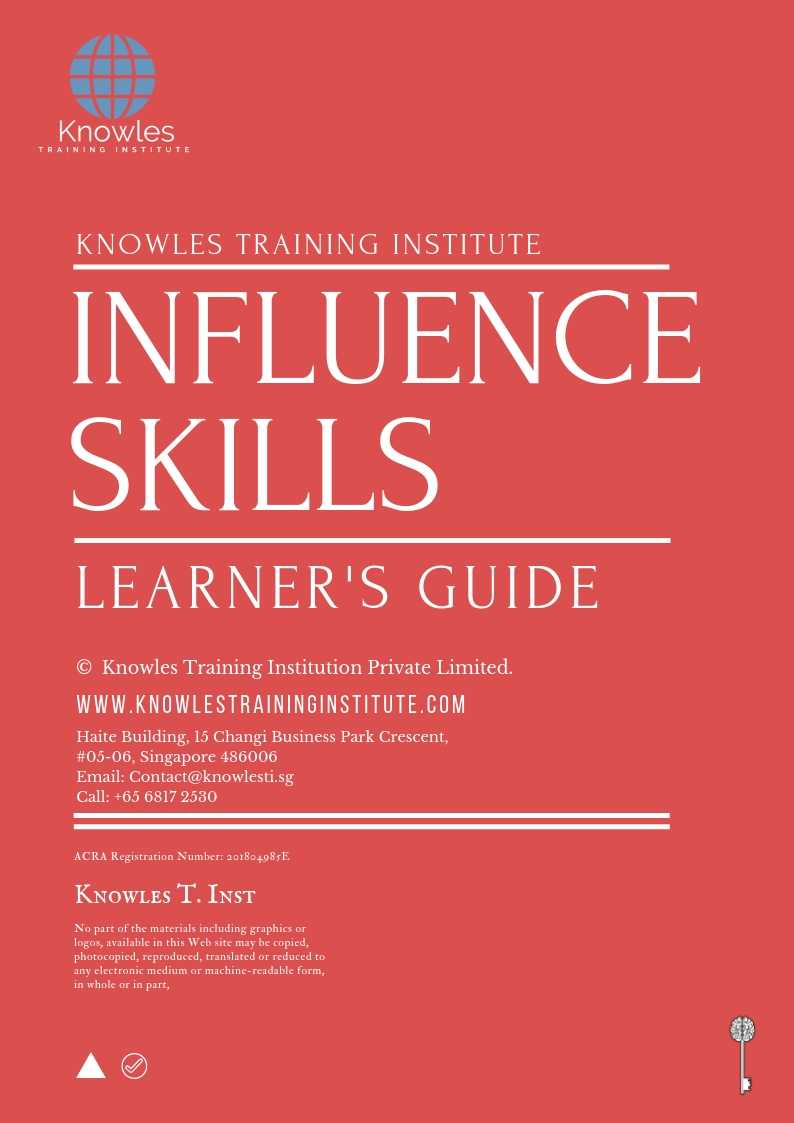 Influence Skills Training Course in United-Kingdom Learner_s Guide