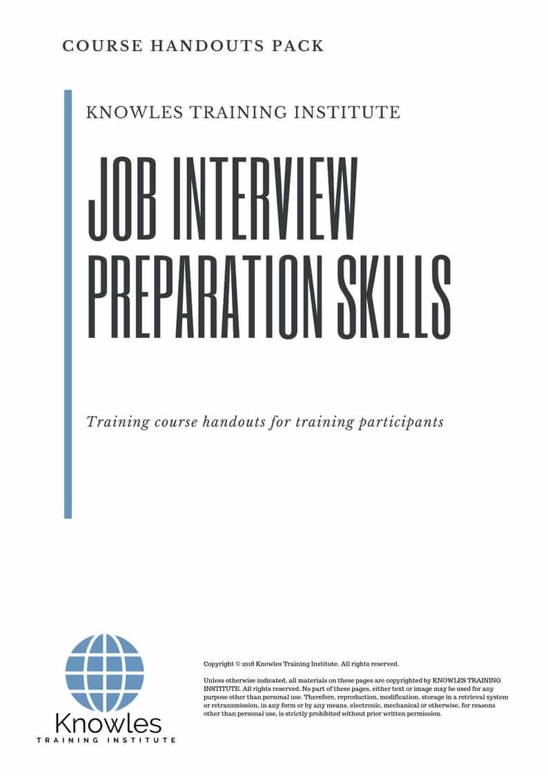 Job Interview Preparation Skills Course in United-Kingdom Handouts