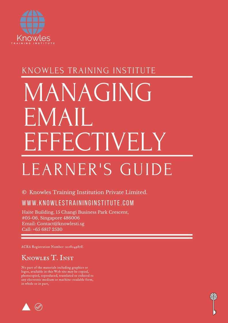 Managing Email Effectively Training Course in United-Kingdom Learner_s Guide
