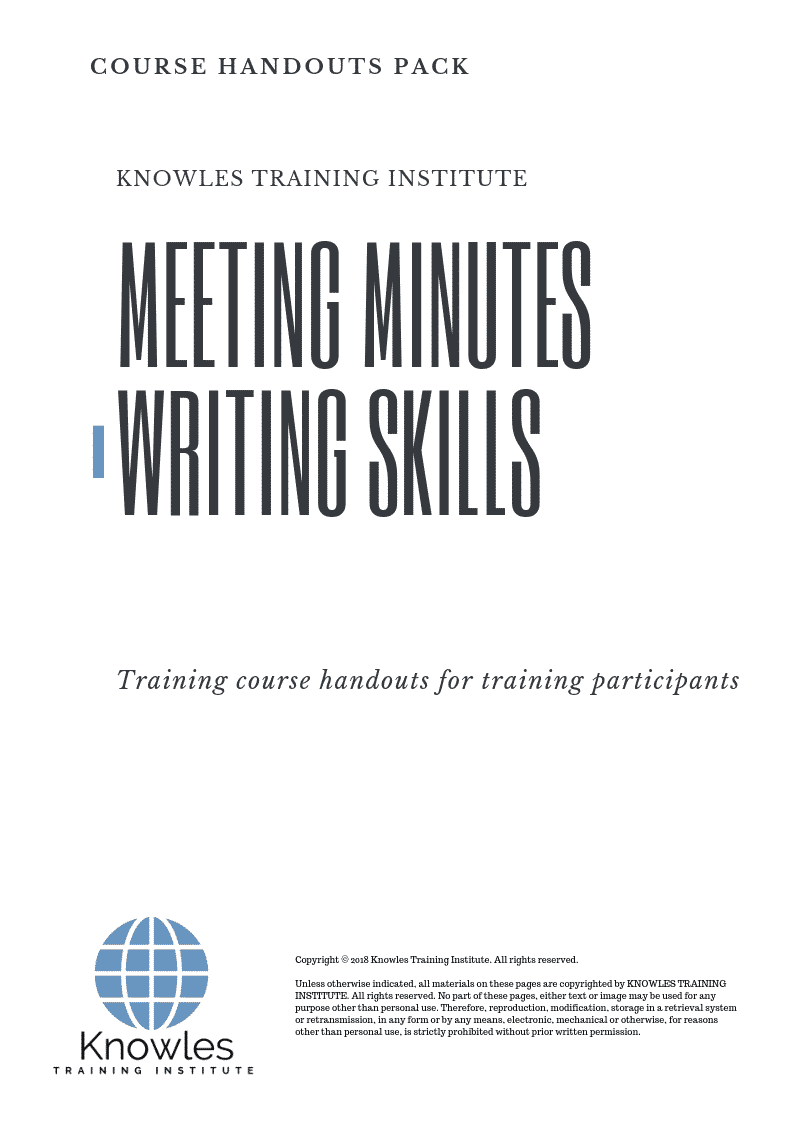 Meeting Minutes Writing Skills Training Course In United-Kingdom Handouts