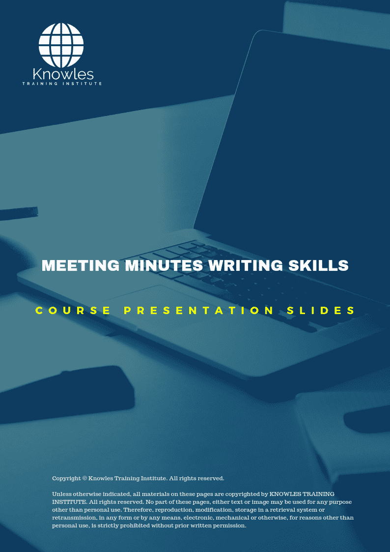Meeting Minutes Writing Skills Training Course in United-Kingdom Presentation Slide