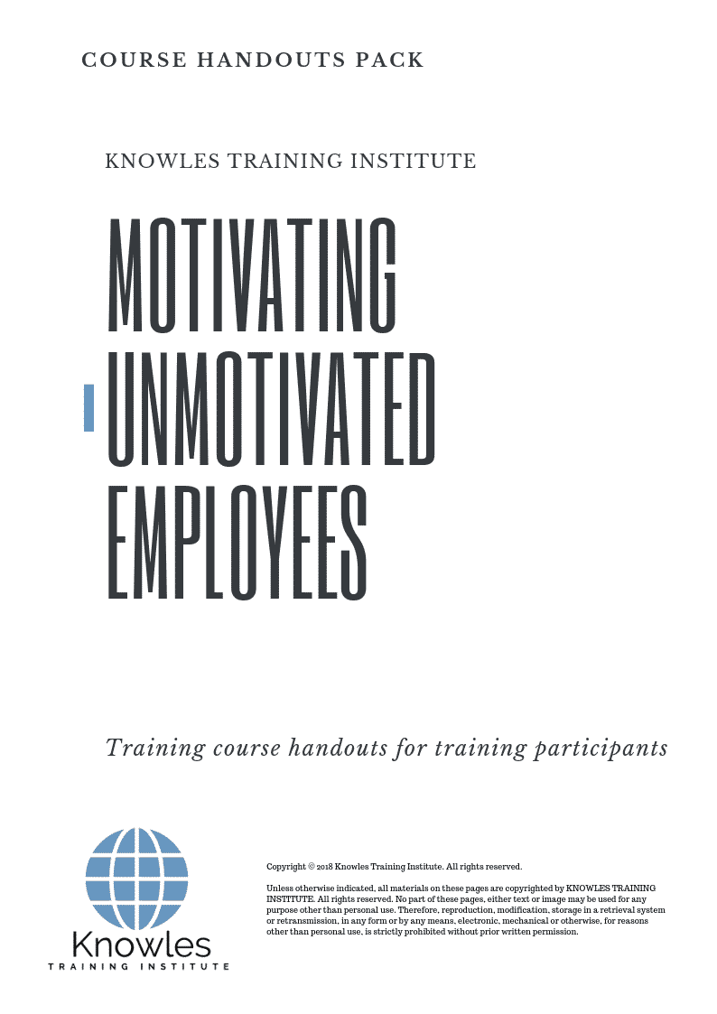 Motivating Unmotivated Employees Course in United-Kingdom Handouts