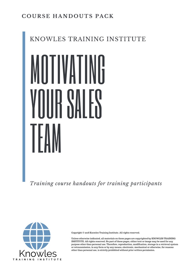 Motivating Your Sales Team Course in United-Kingdom Handouts