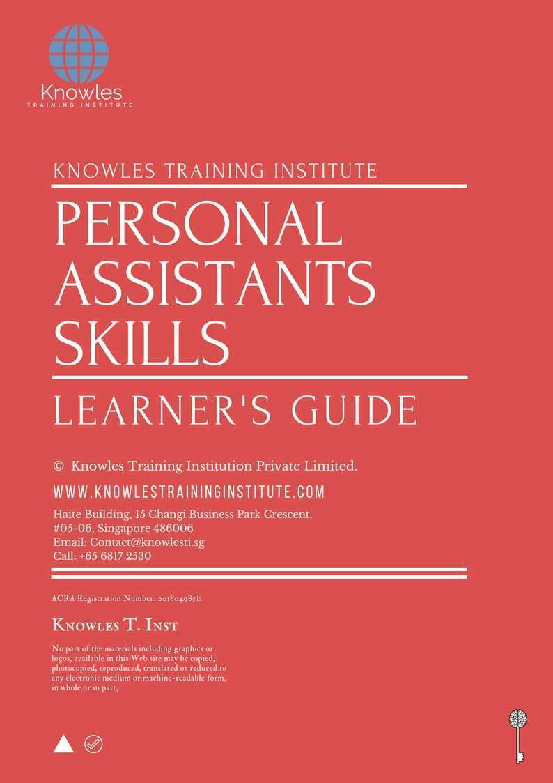 Personal Assistants Skills Training Course in United-Kingdom Learner_s Guide