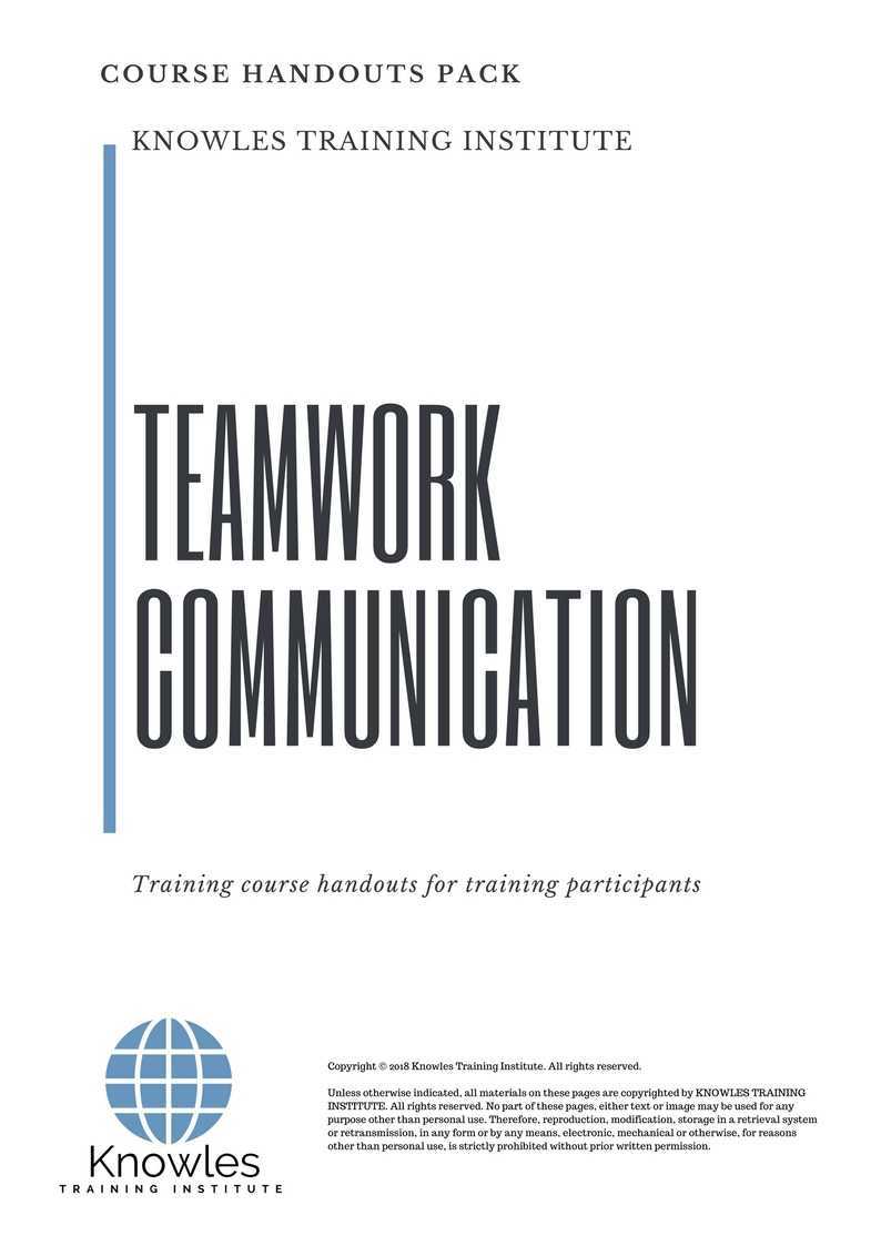 Teamwork Communication Training Course in United-Kingdom Handouts