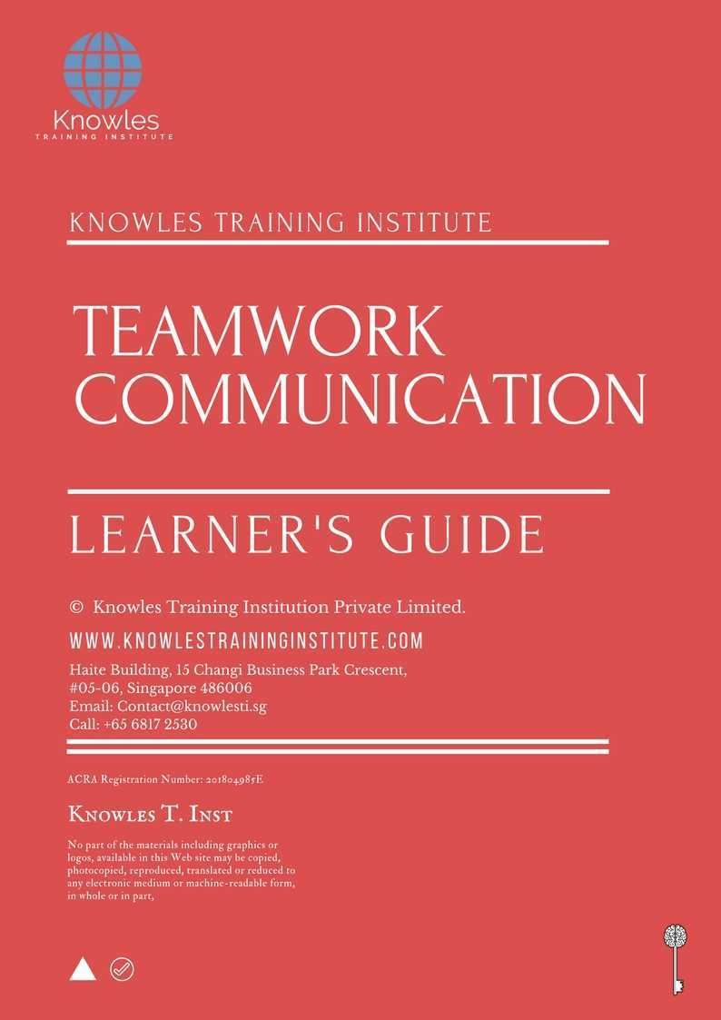 Teamwork Communication Training Course in United-Kingdom Learner_s Guide