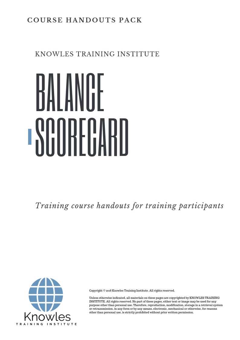 The Balanced Scorecard Training Course in United-Kingdom Handouts