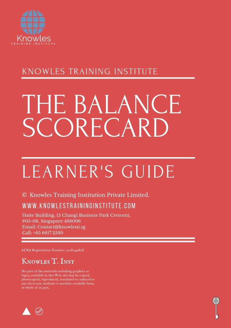 The Balanced Scorecard Training Course in United-Kingdom Learner’s Guide