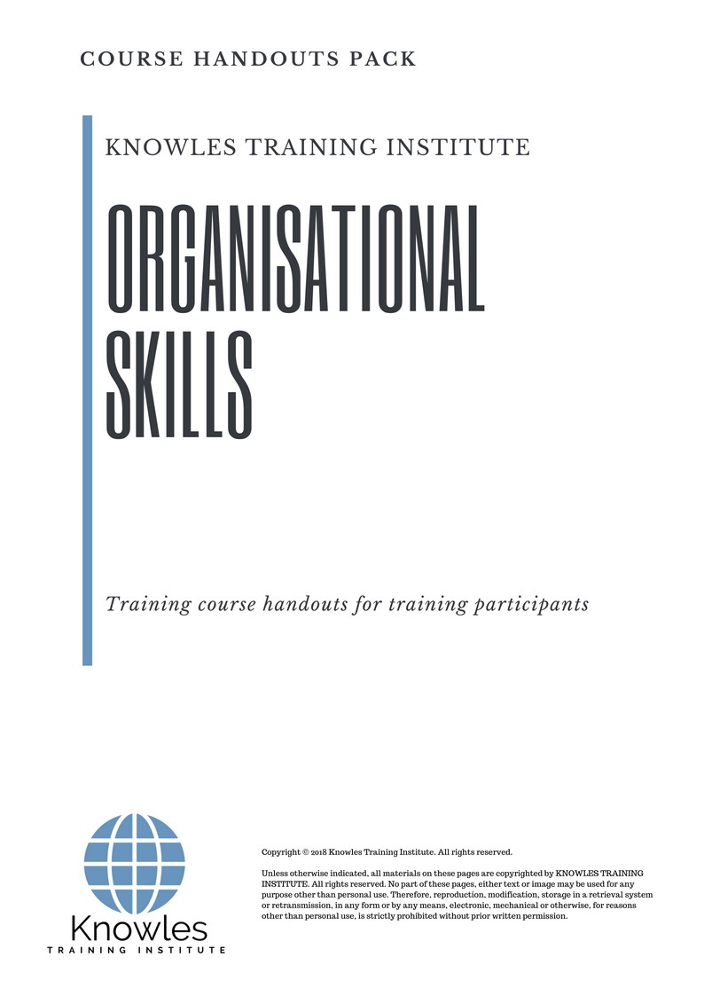 Time Organisational Skills Training Course in United-Kingdom Handouts