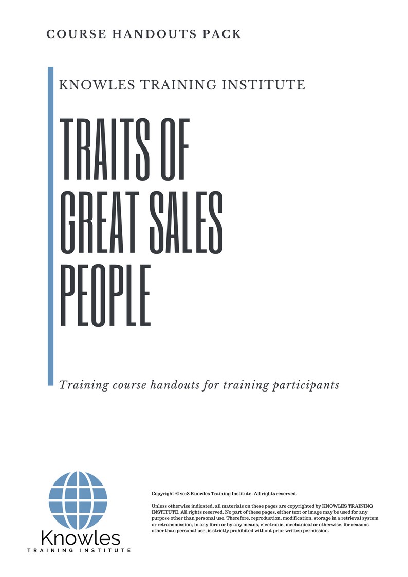 Traits Of Great Sales People Course in United-Kingdom Handouts