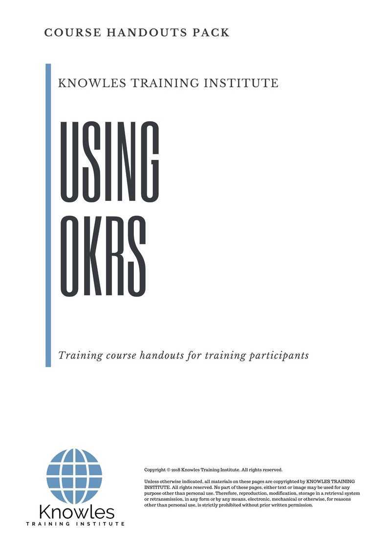 Using Okrs Training Course in United-Kingdom Handouts