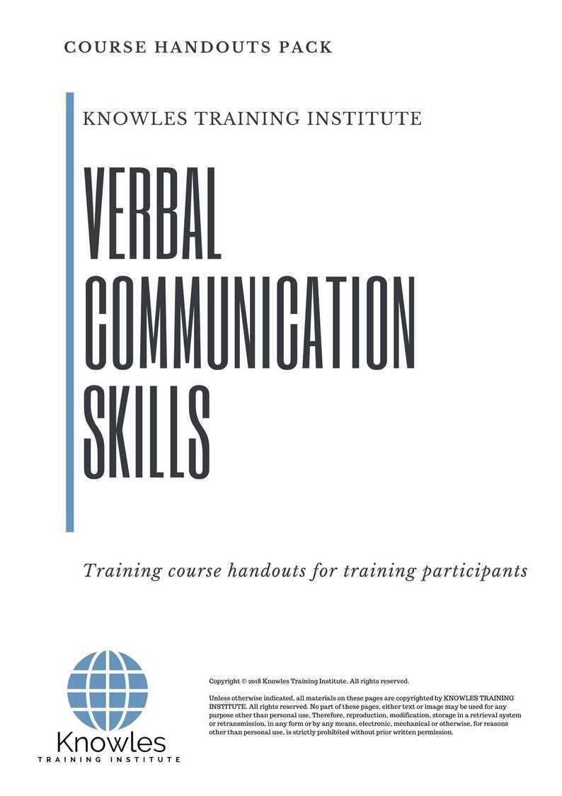 Verbal Communication Skills Training Course in United-Kingdom Handouts
