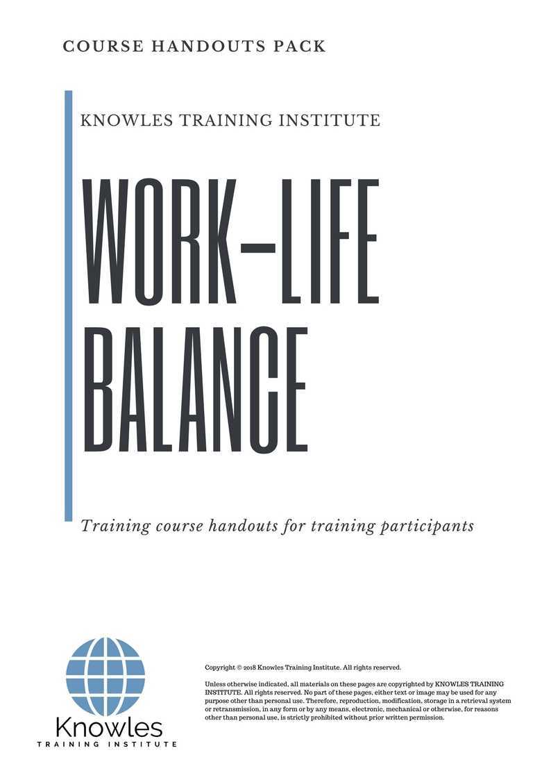 Work-Life Balance Training Course in United-Kingdom Handouts