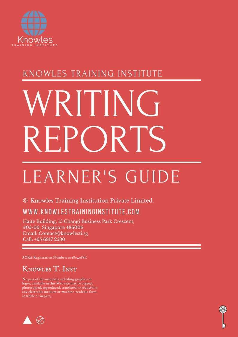 Writing Reports Training Course in United-Kingdom Learner_s Guide