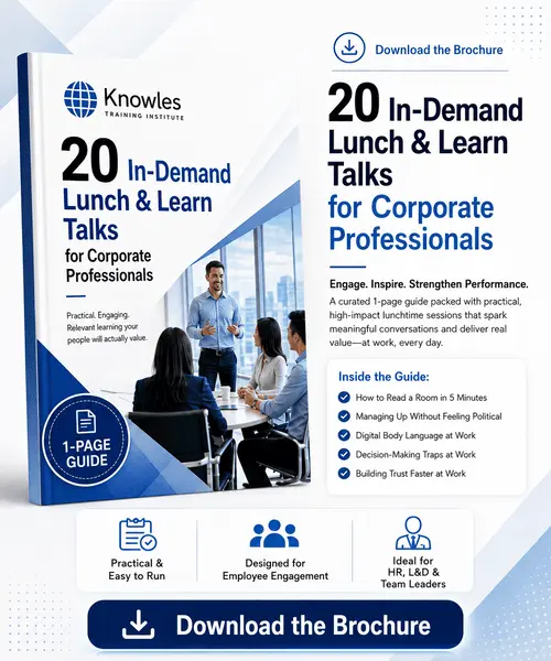 Subdomains Lunch Talk 500 x 600 Corporate Lunchtime (Lunch & Learn) Talks - Knowles Training Institute in UK